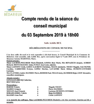 Compte Rendu du 03.09.2019